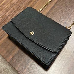 Tory Burch Flap Adjustable Shoulder Bag - Black